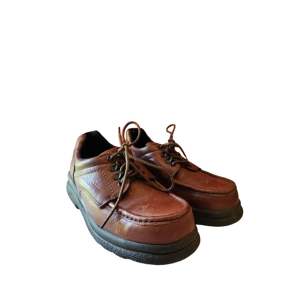 Vintage RED WING BROWN LEATHER STEEL TOE SUPER SOLE SHOES MADE IN USA 6.5 d mens